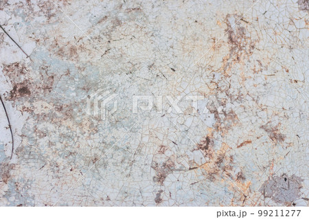Old wall background. Weathered surface. Aged metal background with copy space. Scratch grunge pattern. Crack wallpaper. Rough illustration.  99211277