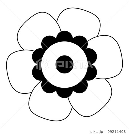 Black And White Single Isolated Flat Vector Flower. Icon Flower For Holiday, Design, India, Oriental and Arabic Ornament, Print, Web and App. Black And White Single Isolated Flat Vector Flower. Icon Flower For Holiday, Design, India, Oriental and Arabic Ornament, Print, Web and App. 99211408