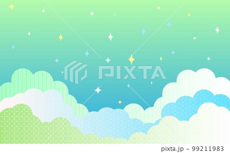 ゆめかわな雲と星の背景 99211983