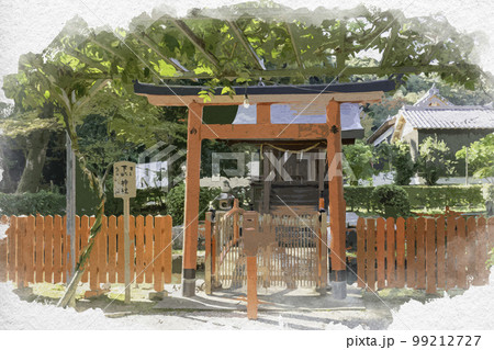 水彩画風　龍田大社　下照神社　奈良県生駒郡三郷町 99212727