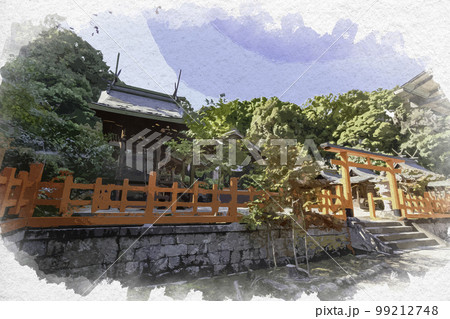 水彩画風 龍田大社 本殿 奈良県生駒郡三郷町 水彩画風 龍田大社 本殿 奈良県生駒郡三郷町 99212748