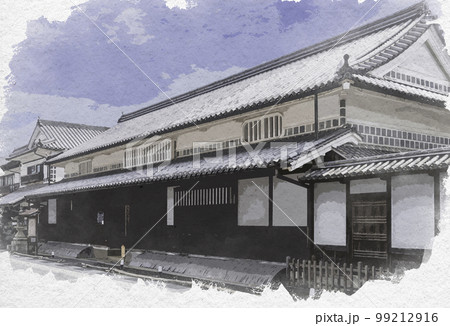 水彩画風　矢掛宿　本陣石井家住宅　岡山県矢掛町 99212916