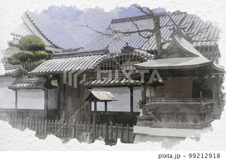 水彩画風　矢掛宿　本陣石井家住宅　岡山県矢掛町 99212918