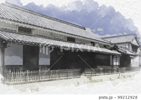水彩画風 矢掛宿 脇本陣高草家住宅 岡山県矢掛町 水彩画風 矢掛宿 脇本陣高草家住宅 岡山県矢掛町 99212928