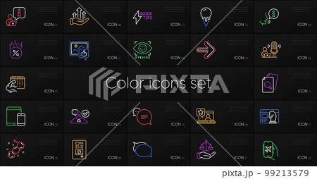 Set of Job interview, Growth chart and Quickstart guide line icons. Include Interview, Ice cream, Text message icons. Like photo, Talk bubble, Artificial intelligence web elements. Vector 99213579