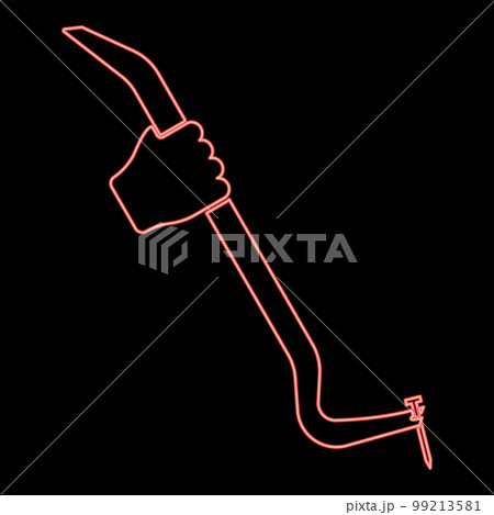 Neon crowbar tool in hand remove nail holder...のイラスト素材 [99213581] - PIXTA