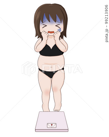 体重計に乗るのが怖い女性（ぽっちゃり体型） 99213906