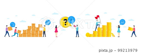 Set of Music app, Search and Microscope line icons. People characters with delivery parcel, money coins. Include Web analytics icons. For web, application. Vector 99213979
