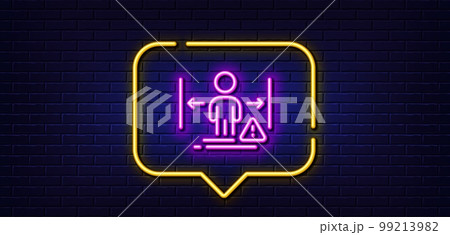 Neon light speech bubble. Social distance line...のイラスト素材 [99213982] - PIXTA
