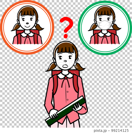 Elementary school students wondering whether to wear a mask at the graduation ceremony Elementary school students wondering whether to wear a mask at the graduation ceremony 99214125