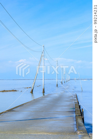 冬の長部田海床路　熊本県宇土市 99214231