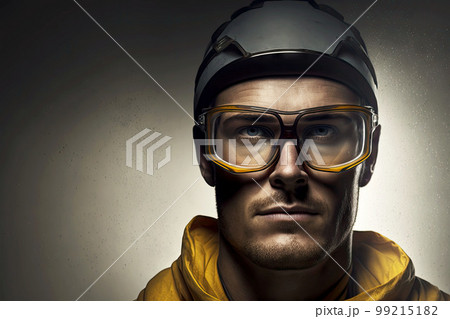 image of chemical industry worker in uniform and safety glasses, generative ai 99215182