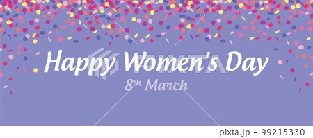 happy women's day banner with confetti rain on white background 99215330