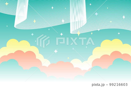 オーロラと雲の夜空と星の背景 99216603