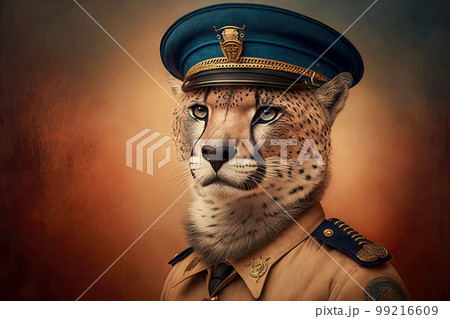 portrait of cheetah as a policeman, generative ai 99216609