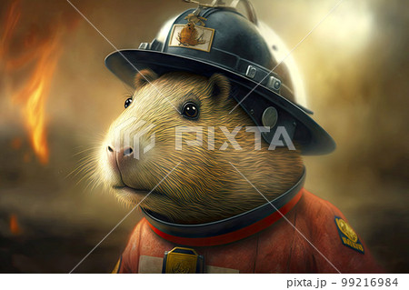 portrait of capybara as a firefighter, generative ai portrait of capybara as a firefighter, generative ai 99216984