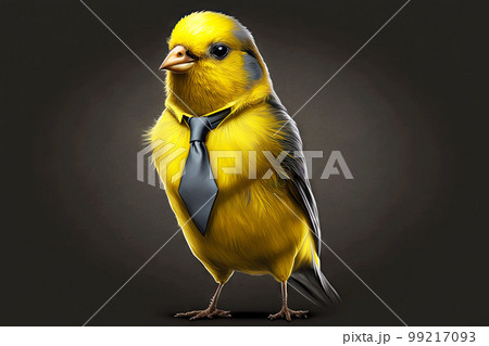 portrait of canary in a full-length business suit on a dark background, generative ai 99217093
