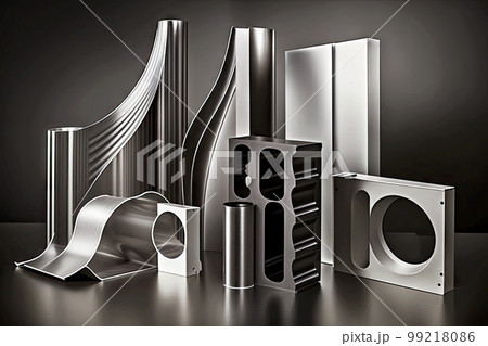 long profile of finished products made by aluminum industry machinery, generative ai long profile of finished products made by aluminum industry machinery, generative ai 99218086