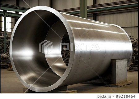large metal pipe section produced by aluminum industry, generative ai large metal pipe section produced by aluminum industry, generative ai 99218464
