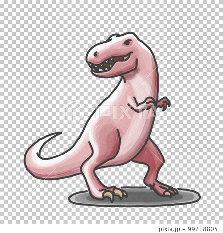 Hand-drawn illustration of Tyrannosaurus without feathers (red) 99218805