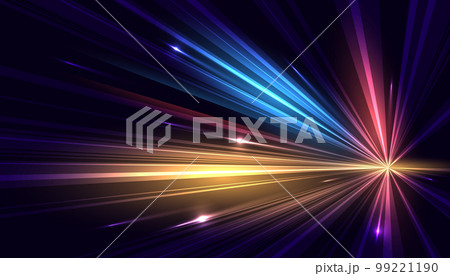 Modern abstract light trails at high speed movement. Colorful dynamic motion background. Movement futuristic technology pattern. Vector EPS10. 99221190