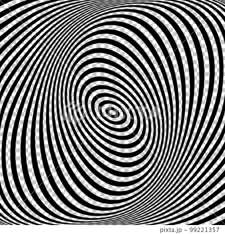 Twisting Whirl Motion and 3D Illusion in Abstract Op Art Striped Lines Pattern. Vector Illustration. 99221357