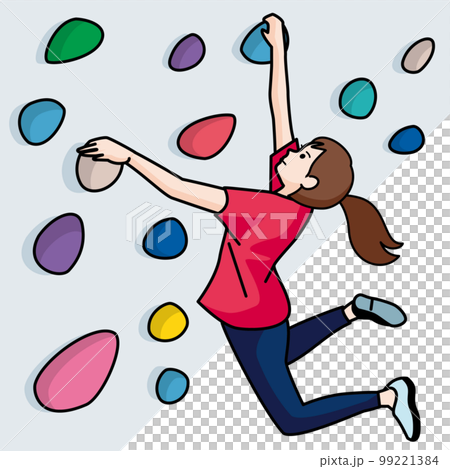 A woman with bouldering 99221384