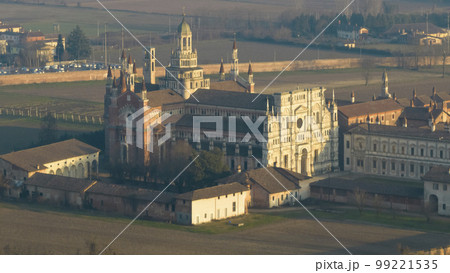 Amazing view of Certosa di Pavia at winter sunny day 99221535