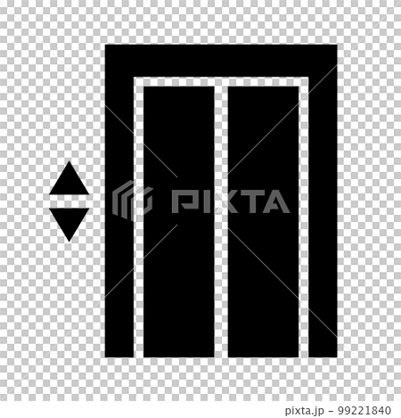 閉じているエレベーターのシルエットアイコン。昇降装置アイコン。ベクター。 99221840