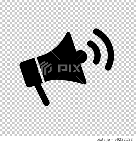 擴音器和聲波剪影圖標。向量。 99222158