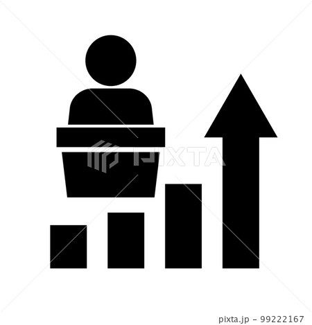 評価が上昇していく政治家のシルエットアイコン。ベクター。 99222167