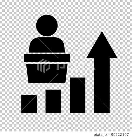 評価が上昇していく政治家のシルエットアイコン。ベクター。 99222167