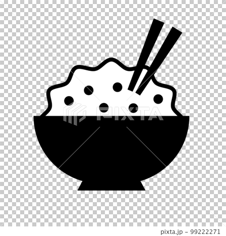 米飯和筷子圖標。碳水化合物。向量。 99222271