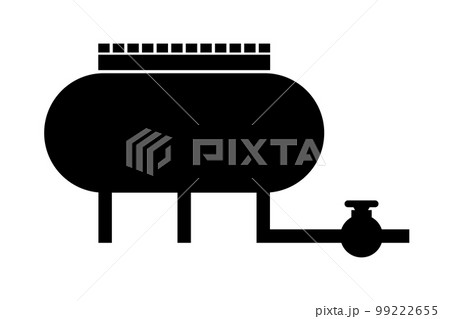 プロパンガスタンクとパイプラインのシルエットアイコン。ベクター。 99222655