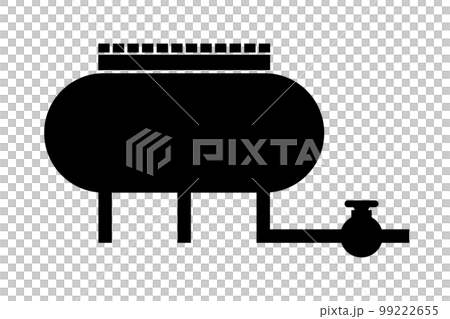 プロパンガスタンクとパイプラインのシルエットアイコン。ベクター。 99222655
