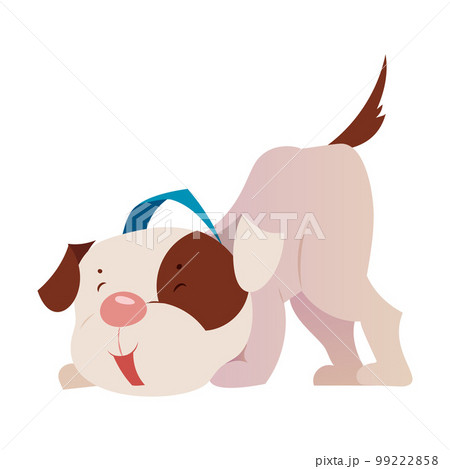 Cute Puppy with Brown Spot and Blue Collar Playing Vector Illustration Cute Puppy with Brown Spot and Blue Collar Playing Vector Illustration 99222858