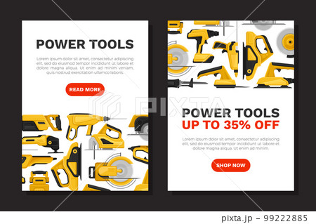 Power Tools Banner Design with Building Instrument Vector Template 99222885