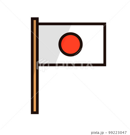 フラットデザインの日本国旗とポールのアイコン。ベクター。 99223047