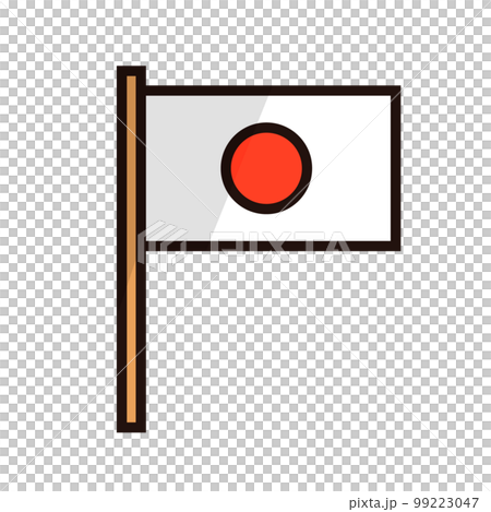 フラットデザインの日本国旗とポールのアイコン。ベクター。 99223047
