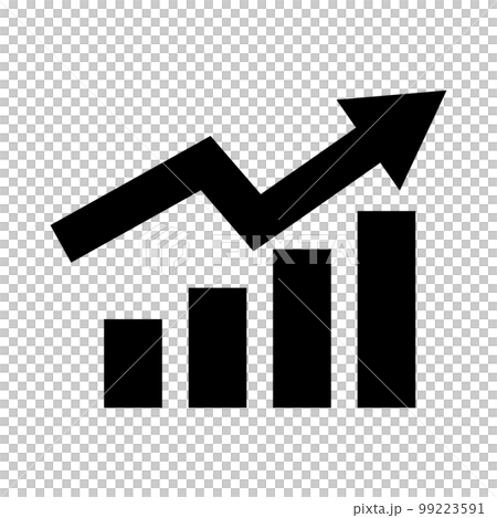 棒グラフと矢印のシルエットアイコン。売上高や分析データ。ベクター。 棒グラフと矢印のシルエットアイコン。売上高や分析データ。ベクター。 99223591