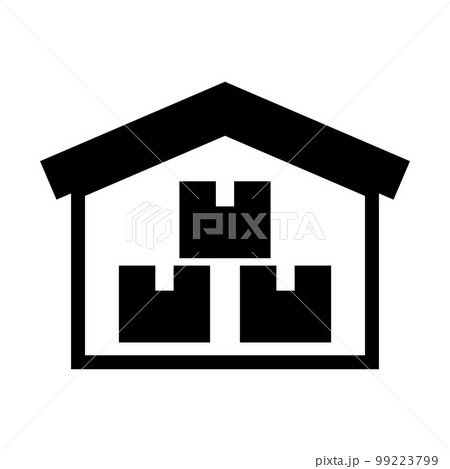 物流倉庫と段ボールのシルエットアイコン。ベクター。 99223799