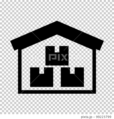 物流倉庫と段ボールのシルエットアイコン。ベクター。 99223799