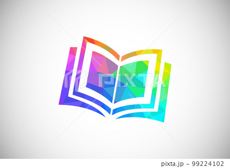 Modern low poly style education logo design, Geometric, and triangle book logo icon sign symbol. 99224102