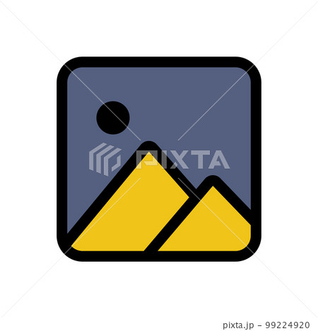 Photos icon line isolated on white background. Black flat thin icon on modern outline style. Linear symbol and editable stroke. Simple and pixel perfect stroke vector illustration 99224920