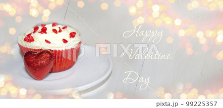 Banner Happy Valentine's Day. Valentine banner. Valentine. Cupcake for Valentine's Day. Bokhe. Banner. copy space Banner Happy Valentine's Day. Valentine banner. Valentine. Cupcake for Valentine's Day. Bokhe. Banner. copy space 99225357