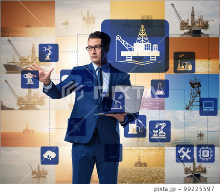Oil worker in remote operations concept in oil industry 99225597