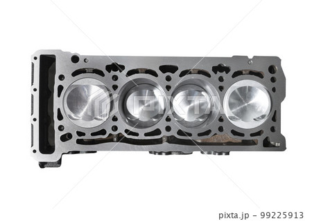 Cylinder block, on a white isolated background. Car parts, top view Cylinder block, on a white isolated background. Car parts, top view 99225913