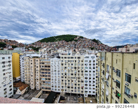 Favela of Rio de Janeiro, Brazil. Colorful houses in a hill. Zona Sul of Rio. 99226448