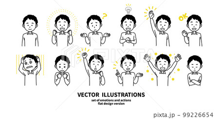 表情とジェスチャーのイラストセット Yシャツの男性 表情とジェスチャーのイラストセット Yシャツの男性 99226654