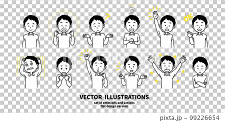 表情とジェスチャーのイラストセット Yシャツの男性 表情とジェスチャーのイラストセット Yシャツの男性 99226654
